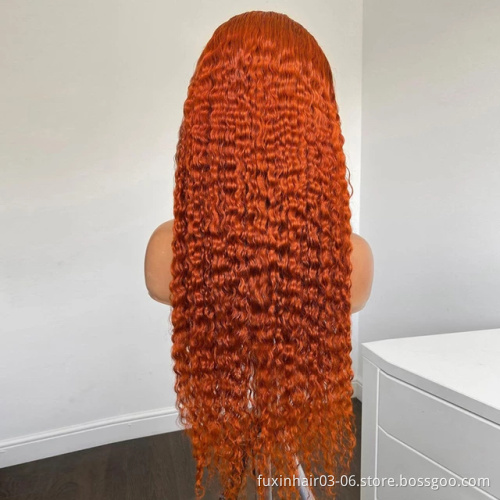 Orange Ginger Human Hair Deep Undetectable Lace Front Wigs Curly Invisible Lace Frontal Burgundy 99j Colored Wig For Black Women